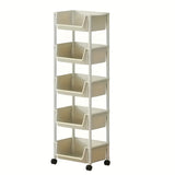 Estante de almacenamiento de plástico de 3/4/5 niveles con ruedas - Organizador versátil para sala de estar, dormitorio, residencia | Uso para todas las estaciones, sin necesidad de ensamblaje, blanco, organizador de almacenamiento de 4 niveles