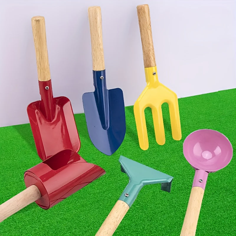 5piezas, Juego de excavación para jardín y playa - Pala de jardín y playa, herramienta de construcción de muñeco de nieve, juego de rol de granjero, herramienta de excavación de arena, herramienta de aflojamiento de jardín, pala de jardín, especializado