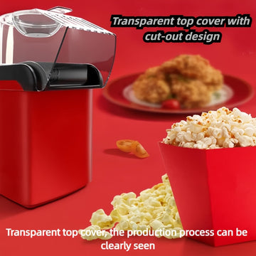 Esta máquina de palomitas funciona a 110V-130V con un enchufe estadounidense. Puede hacer palomitas y soja, cuenta con una base antiadherente para una fácil limpieza y está diseñada para uso doméstico con una operación sencilla. Utiliza viento eléctrico
