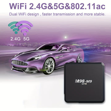 M98-M9 Android TV Box con procesador de núcleo cuádruple, WiFi dual 4G/5G, inalámbrico 5.0, sistema operativo Android 10, salida HDTV, puertos USB - Jugador inteligente de transmisión para 4K UHD, compatible con Netflix, Kodi, enchufe de EE. UU. (110V-13