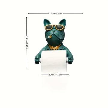 Soporte para papel higiénico de perro adorable, portarrollos creativo para baño, sin necesidad de taladrar, 1 unidad