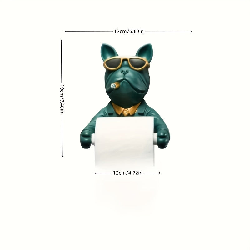 Soporte para papel higiénico de perro adorable, portarrollos creativo para baño, sin necesidad de taladrar, 1 unidad