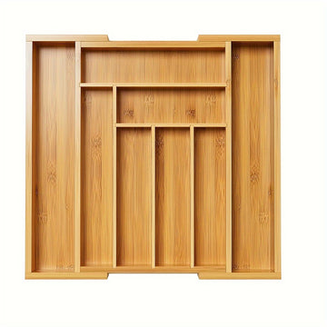 Organizador de Cajón Expansible de Bambú para Pared - Caja de Almacenamiento Multicompartimento para Utensilios de Cocina, Cubiertos y Herramientas de Oficina - Bandeja Organizadora de Alta Calidad