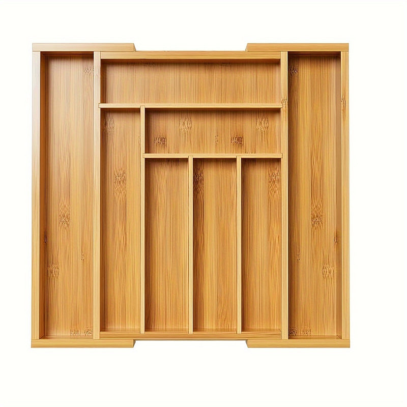 Organizador de Cajón Expansible de Bambú para Pared - Caja de Almacenamiento Multicompartimento para Utensilios de Cocina, Cubiertos y Herramientas de Oficina - Bandeja Organizadora de Alta Calidad