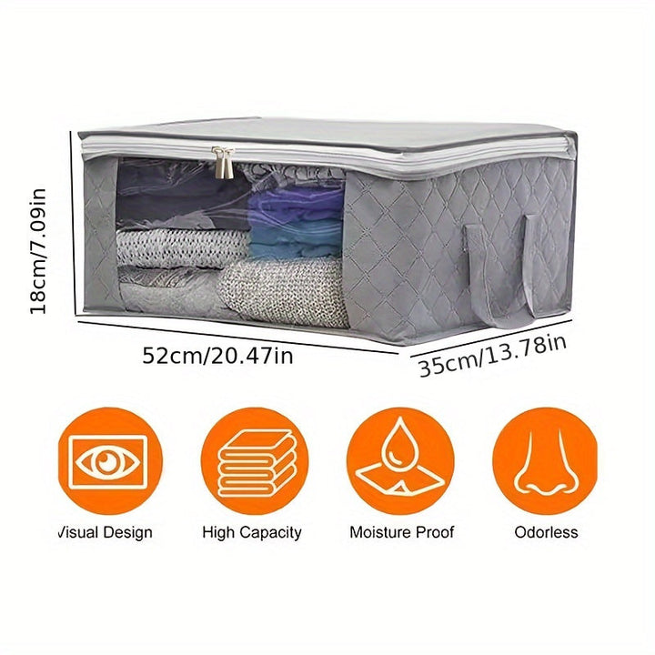 3 piezas, bolsa plegable para almacenar ropa y ropa de cama, con asa reforzada resistente, cierre resistente, ventana transparente, ideal para edredones, cobijas y sábanas