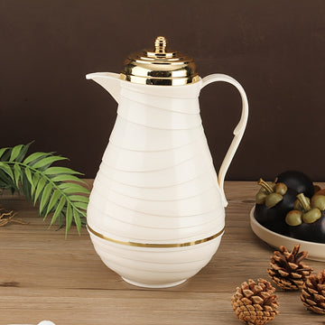 1 Termo Aislado al Vacío con Interior de Vidrio Rosa y Exterior de Plástico, Capacidad de 33.5 fl oz, Ideal para Reuniones Pequeñas, Tetera Decorativa para Café y Té, 900-1000 ml