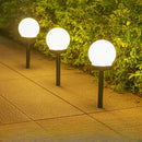 Focos solares blancos esféricos - 3/6 piezas, iluminación redonda para jardín y caminería, bajo voltaje, acabado barnizado, material plástico, ideal para decoración de patio y jardín, iluminación exterior | Diseño esférico elegante | Iluminación energéti