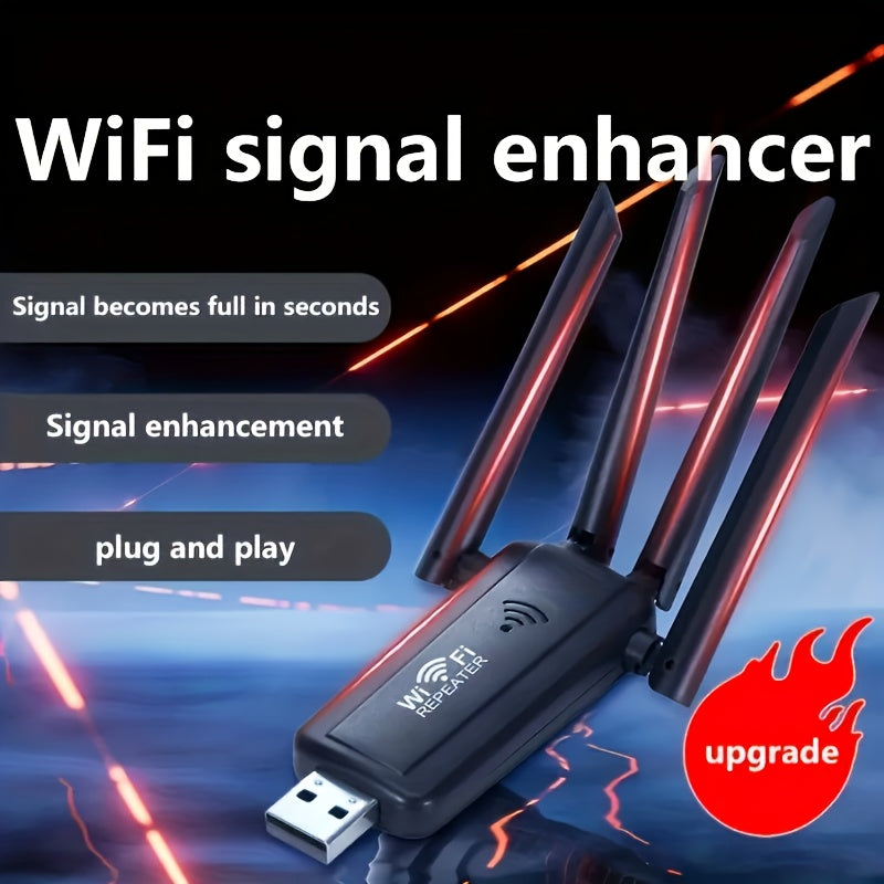 Amplificador de Señal WiFi con 4 Antenas, Amplificador de Señal de 2.4GHz, Alimentado por USB, Velocidad de Datos de 300Mbps, Fuerte Penetración de la Señal para Hogar y Oficina, Conectividad Wi-Fi, Compatible con RouterOS, Amplificador de Señal WiFi par