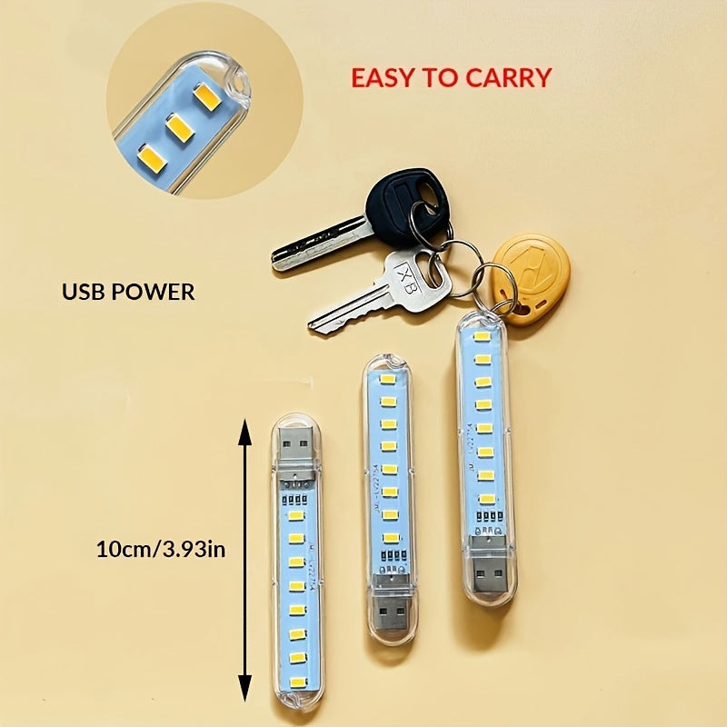 Luz Nocturna USB de 8LED - Lámpara de Lectura Portátil y Resistente al Óxido para Dormitorio y Viaje