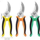 1 Tijeras de poda ergonómicas con mango de goma naranja - Acero inoxidable duradero, diseño antideslizante para jardinería y cuidado de césped, mecanismo de resorte cómodo, ideal para cortar ramas y arbustos, esenciales para el jardín | Tijeras ergonómic