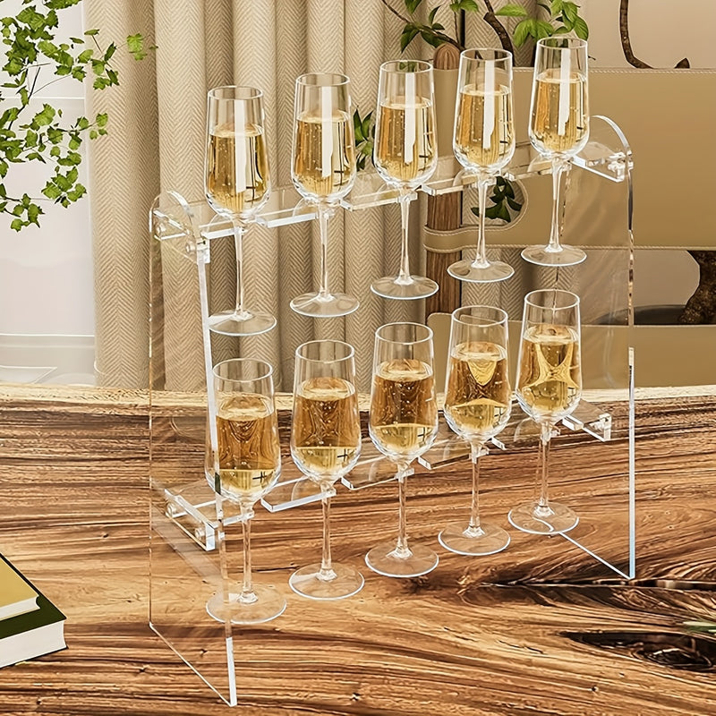 1pc Soporte para Copas de Vino Transparente y Resistente - Organizador Vertical Ahorrador de Espacio, Compatible con Champán, Martini, Highball, Copa Flauta, Vino Tinto - Ideal para Bar en Casa, Restaurante o Fiestas - Diseño Duradero y Fácil de Limpiar