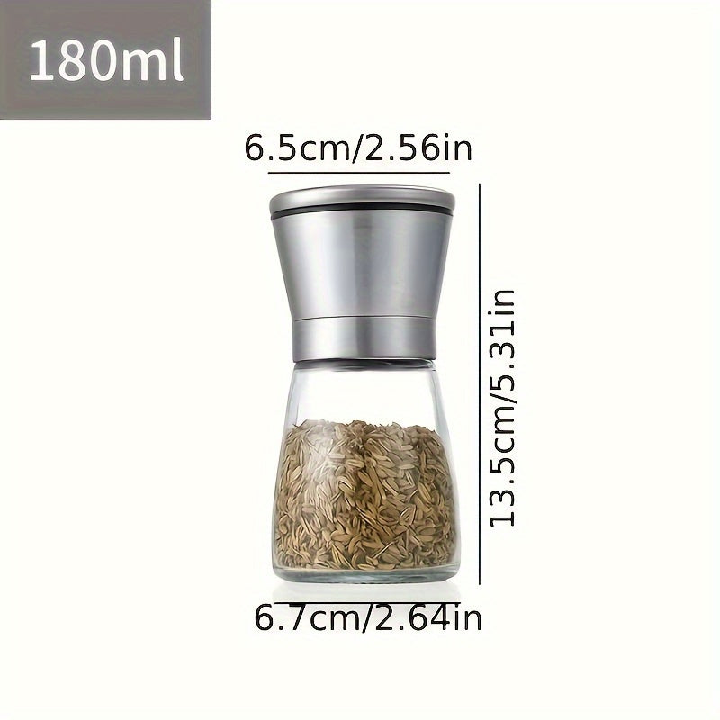 Molino de Pimienta Portátil de Acero Inoxidable, Triturador Manual de Especias con Núcleo Cerámico Ajustable, Molinillo de Sal y Pimienta para Cocina Casera, Barbacoa, Camping al Aire Libre, Senderismo - No Se Requiere Carga