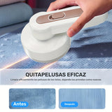Depiladora de pelusas portátil recargable con cepillo de limpieza - Afeitadora de tela efectiva para ropa, muebles y alfombras - Elimina pelusas, bolitas y pelusa - Incluye cable USB