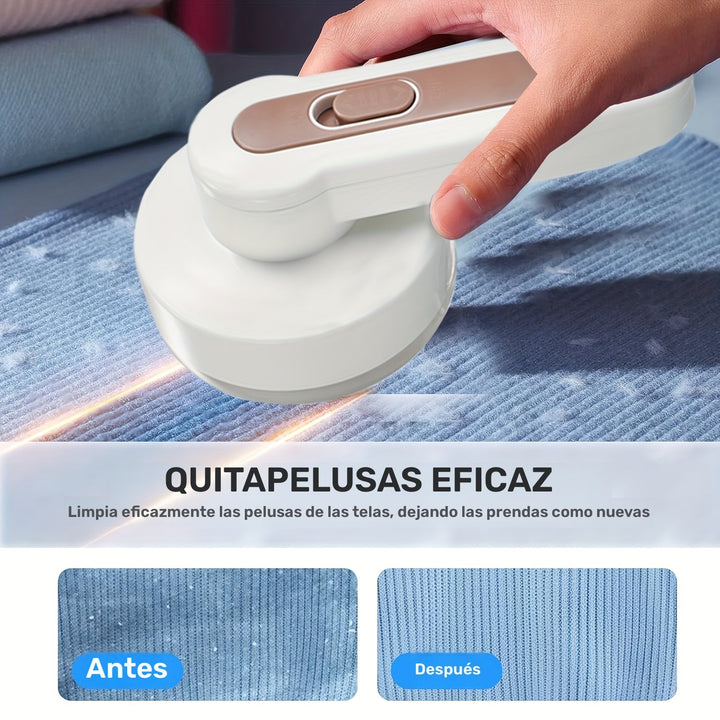 Depiladora de pelusas portátil recargable con cepillo de limpieza - Afeitadora de tela efectiva para ropa, muebles y alfombras - Elimina pelusas, bolitas y pelusa - Incluye cable USB
