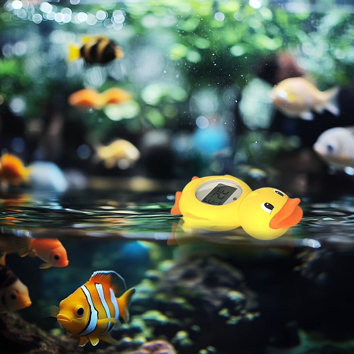 Medidor de temperatura del agua para bebés de pato de dibujos animados, inducción de alta precisión, tres en uno para habitación, baño, piscina, con batería de botón, no recargable, para Fahrenheit y Celsius