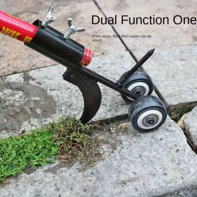 Rollo de arrancador de malezas de jardín de doble acción, herramienta multifuncional para arrancar malezas en grietas, eliminador de malezas de escaleras, control eficiente de malezas con rodillo, diseño sin doblar para espacios al aire libre, construcci