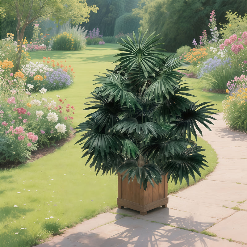 1 pieza - Árbol de palma artificial con cola suelta grande para exteriores con 18 hojas grandes - Árbol de arce artificial de selva tropical, decoración moderna para jardín de bodas, sin mantenimiento - Árbol perenne para todas las estaciones, adecuado p