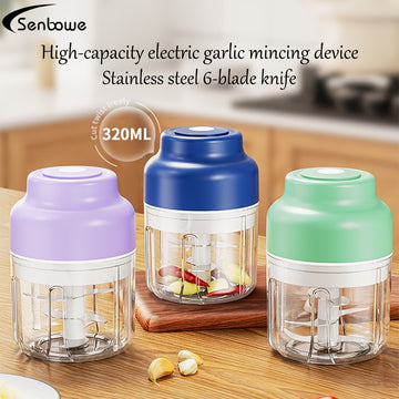 Dispositivo Eléctrico de Picado de Ajo SENBOWE de Seis Hojas de 320ml, Prensa de Ajo Inalámbrica Mini, Pelador Automático de Ajo con Agitación, Extractor de Ajo para Cocina y Máquina Complementaria de Alimentos