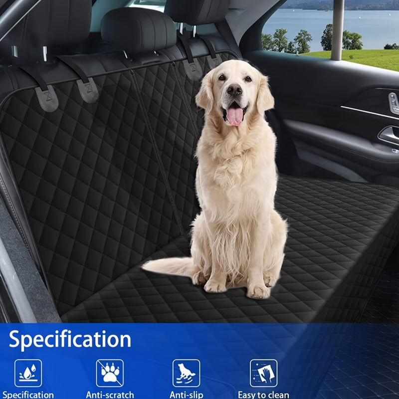 Funda para asiento de auto para perros, impermeable y acolchada de lujo, protectora de asientos traseros largos, antideslizante, compatible con la mayoría de autos, camionetas y SUV con apoyabrazos central