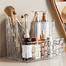 Organizador de maquillaje transparente de lujo con divisores, almacenamiento de cosméticos para lápices de cejas y cuidado de la piel, organizador plástico liviano para baño o tocador, organizadores de maquillaje