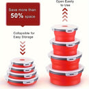 4 piezas de recipientes de silicona coloridos para almacenar alimentos con tapa - Tazones plegables y herméticos para cocina y camping, aptos para microondas y refrigerador, ideales para preparar comidas