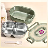 1 pza. lonchera de acero inoxidable aislante, apta para microondas y lavavajillas, con compartimentos, ideal para oficina y estudiantes, perfecta para escuela, comedor y cocina, forma rectangular, regreso a clases