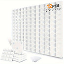 12/24pcs Paneles de Espuma Acústica Piramidal OLOBLB - 25.4x25.4x5.08 cm, Espuma Absorbente de Sonido para Estudio en Gris/Blanco/Negro con Cinta de Montaje Incluida - Ideal para Oficina en Casa, Estudios de Grabación y Decoración de Techos