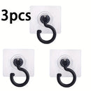 Conjunto de 3 ganchos de techo autoadhesivos y giratorios 360°, soporte de pared sin taladro para dosel de cama, mosquiteros, bufandas y almacenamiento de bolsos