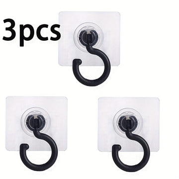 Conjunto de 3 ganchos de techo autoadhesivos y giratorios 360°, soporte de pared sin taladro para dosel de cama, mosquiteros, bufandas y almacenamiento de bolsos
