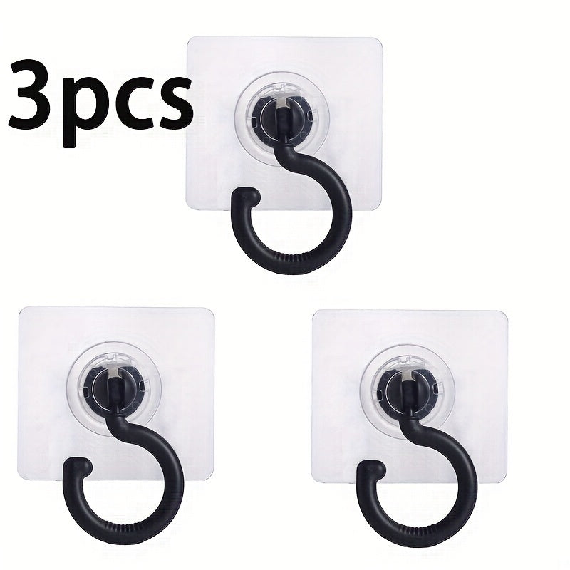 Conjunto de 3 ganchos de techo autoadhesivos y giratorios 360°, soporte de pared sin taladro para dosel de cama, mosquiteros, bufandas y almacenamiento de bolsos