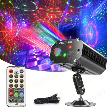 Luces de Discoteca Sonic DJ - Proyector de luz para escenarios con cuerpo totalmente de aluminio, múltiples modos y control remoto para decoraciones navideñas, fiestas, cumpleaños, bodas y eventos en vivo