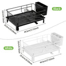 Estante para Platos de Una Capa que Ahorra Espacio con Porta-Cubiertos y Tabla de Escurre - Perfecto para la Organización del Fregadero de la Cocina
