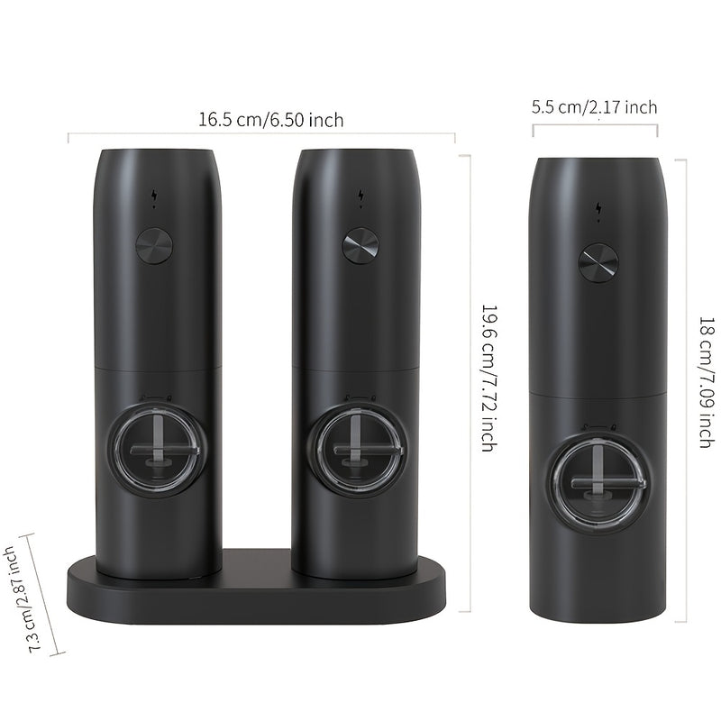 1pc/2pcs opción, molinillo eléctrico de sal y pimienta recargable con luz LED, ajuste de molienda, gran capacidad, ideal para cocina hogareña, barbacoas, restaurantes o regalo de boda