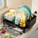 Estante para Platos de Una Capa que Ahorra Espacio con Porta-Cubiertos y Tabla de Escurre - Perfecto para la Organización del Fregadero de la Cocina