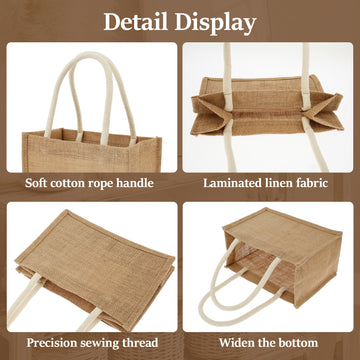 12 bolsas de yute mini, bolsas de playa de yute con asas, bolsas de compras reutilizables, bolsas de regalo de yute, bolsas multiusos para viajes, playa, escuela y actividades al aire libre