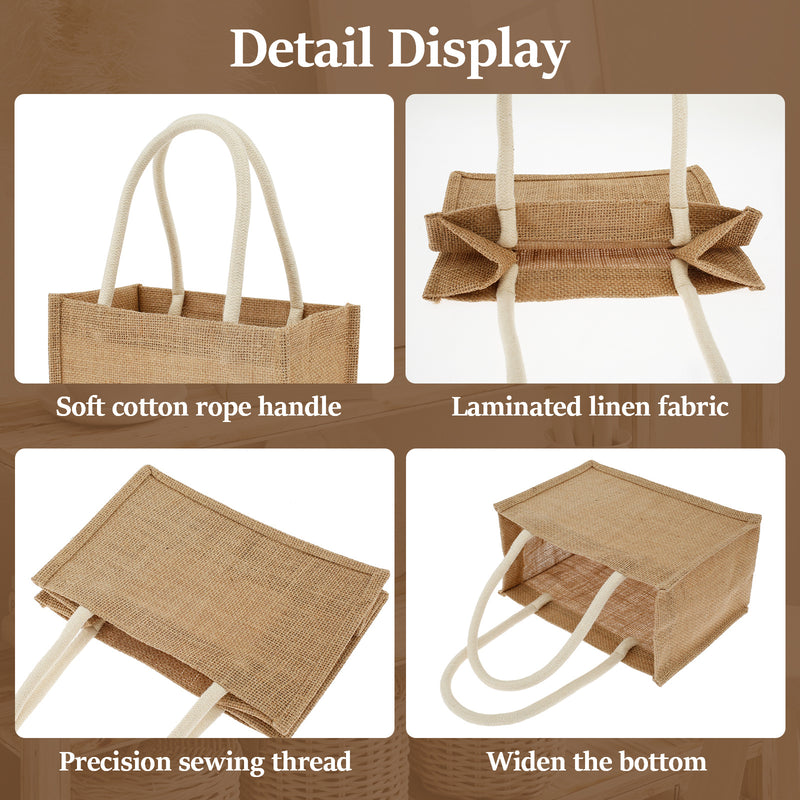 12 bolsas de yute mini, bolsas de playa de yute con asas, bolsas de compras reutilizables, bolsas de regalo de yute, bolsas multiusos para viajes, playa, escuela y actividades al aire libre