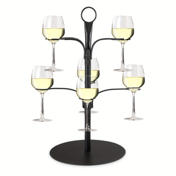 Soporte de árbol de vaso de hierro, soporte de copa de vino de cóctel para bodas, fiestas, brunch, exhibición de copa de champán con 8 ranuras colgantes