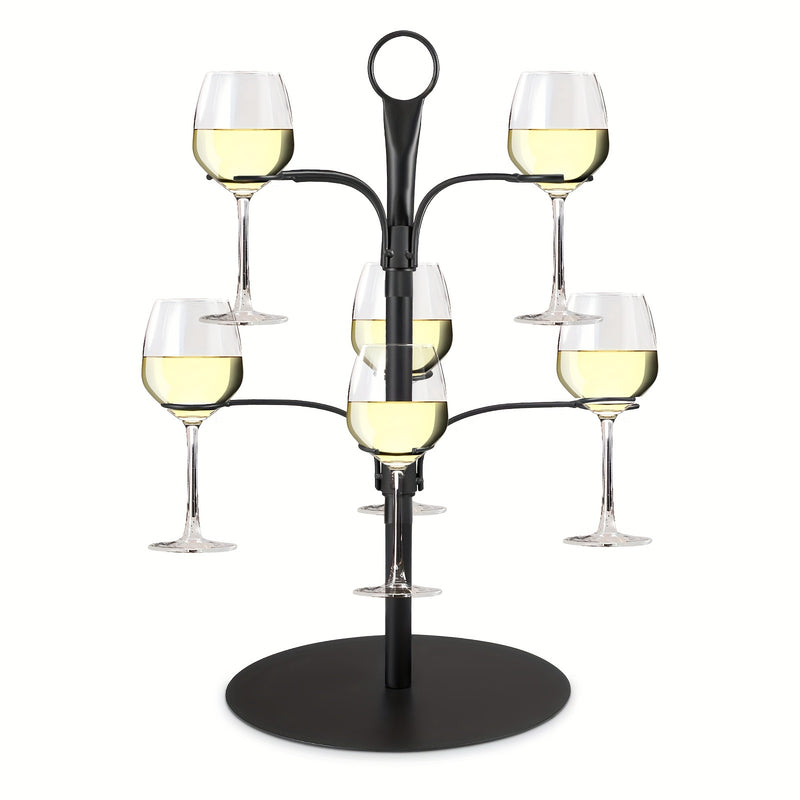 Soporte de árbol de vaso de hierro, soporte de copa de vino de cóctel para bodas, fiestas, brunch, exhibición de copa de champán con 8 ranuras colgantes