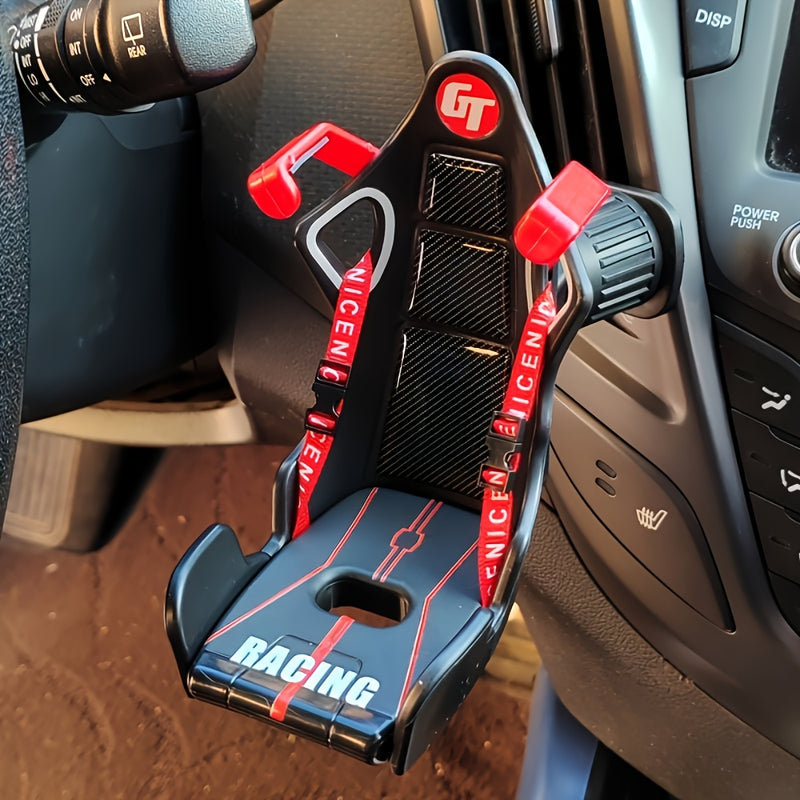 Soporte de teléfono para ventilación de aire GT Racing - Rotativo, montaje universal de GPS para iPhone 13, 12, Xiaomi, Samsung | Diseño duradero de plástico, negro y rojo con logotipo "RACING", perfecto para uso en coche, camión o RV, montaje de GPS | S