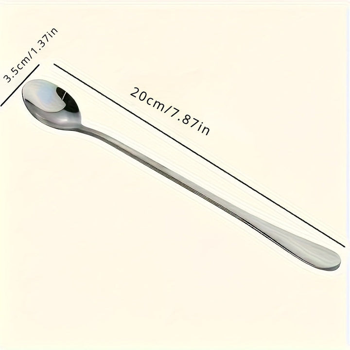 8 cucharitas de acero inoxidable mango largo para té helado, café, helado, aptas para lavavajillas, accesorios de cocina, cubiertos para postres, utensilios para el hogar y la cocina