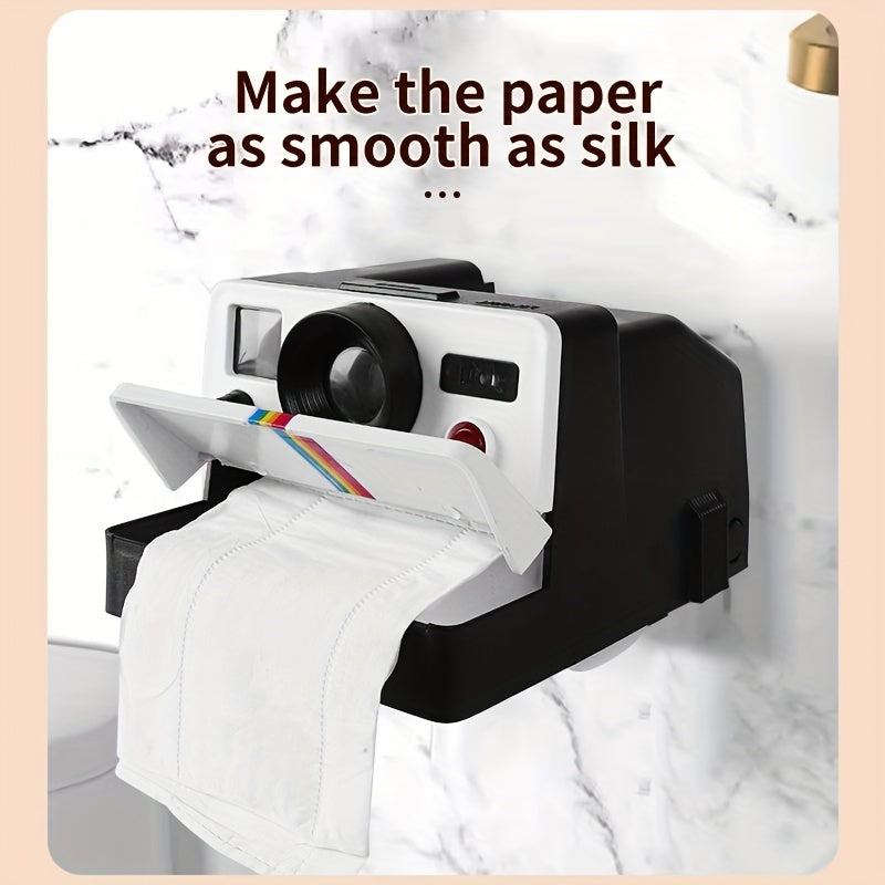 Portarrollos de papel higiénico creativo, soporte para caja de pañuelos sin marcas, plástico, autoadhesivo, con instrucciones de instalación e instalación gratuita incluida