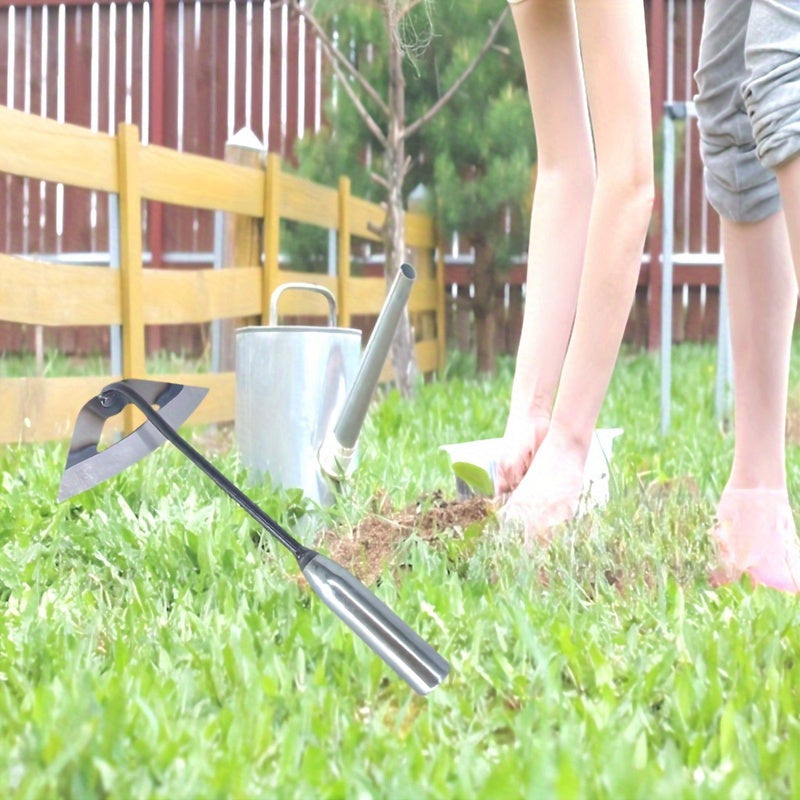 1 pieza, herramienta de regadío y plantación hueca de acero de 13 pulgadas - Tenaz de jardinería ergonómica con cuchillas de dientes afilados para un eficiente control de malezas, estructura metálica duradera, no requiere batería - Adecuada para jardines