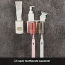 Portacepillos de dientes con soporte para cepillos, organizador de baño montado en la pared para ahorrar espacio en el almacenamiento de cepillos de dientes y pasta de dientes.
