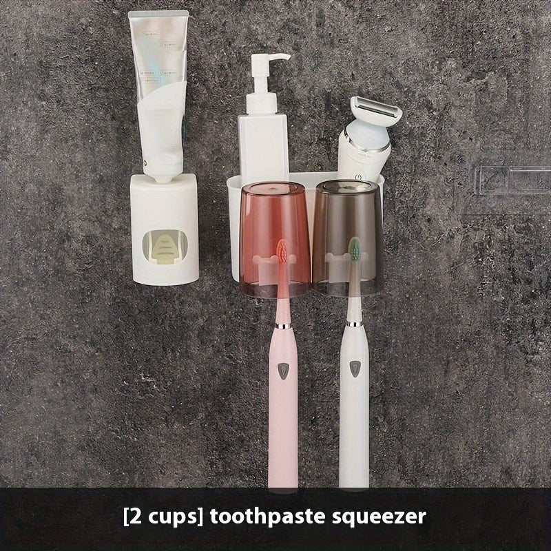 Portacepillos de dientes con soporte para cepillos, organizador de baño montado en la pared para ahorrar espacio en el almacenamiento de cepillos de dientes y pasta de dientes.
