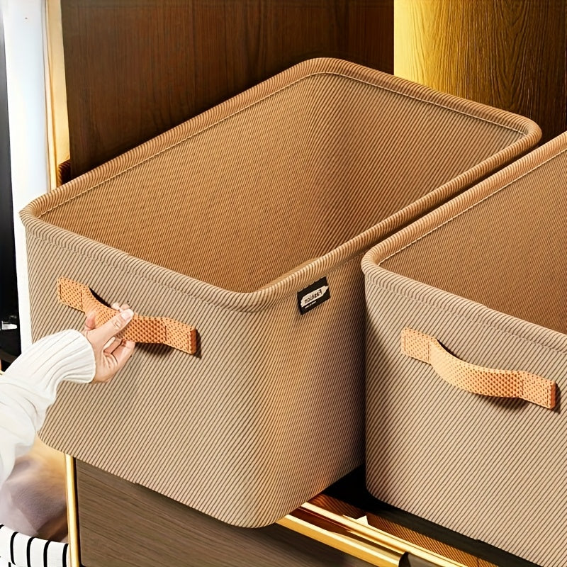 4 piezas de cesta de almacenamiento de tela Boho con asas, organizador multi-funcional apilable para ropa y juguetes, marco grueso duradero, diseño que ahorra espacio para el hogar, dormitorio, armario, estantes.
