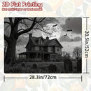 1pc Protector de Estufa para Halloween - Mansión Gótica, Luna Llena, Murciélagos y Tumbas - Cubierta Antirrayaduras Compatible con Cocinas a Gas/Eléctricas - Decoración Fácil de Limpiar para Electrodomésticos, Accesorio Hogareño Temático, Diseño Plano 2D