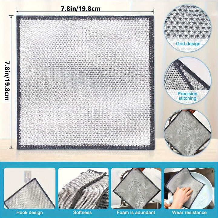 20/10/5 piezas de paños de lavado de platos reutilizables de malla no adhesiva sin aceite de alambre de acero - Elimina eficazmente manchas y suciedad de hornos de cocina, fregaderos, ollas y campanas - Altamente absorbente, suave para la limpieza de la