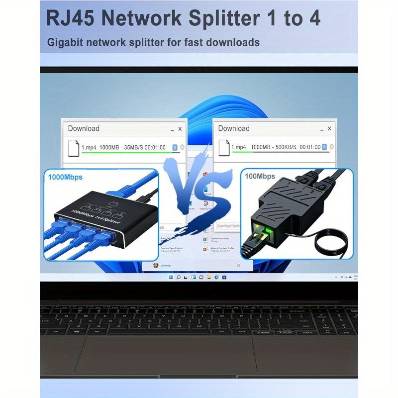Divisor de red Ethernet de alta velocidad de 4 puertos 1000 Mbps, alimentado por USB con conector RJ45 y cables Cat5/5e/6/7/8, Internet de gigabit para 4 dispositivos conectados simultáneamente, conectividad de red, conectividad versátil, accesorio moder