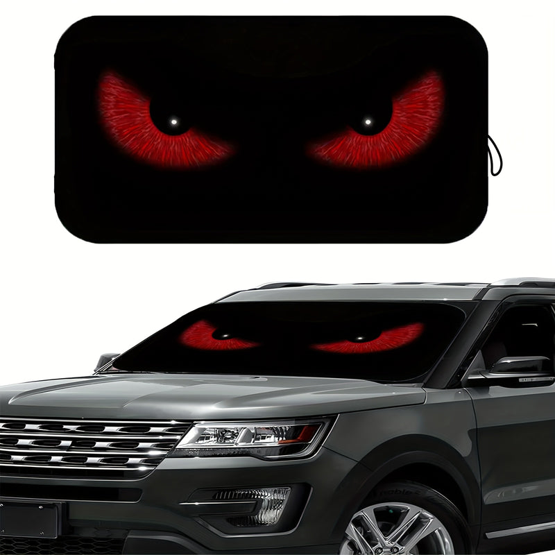 1 pieza de cortina de sol para coche UV rojo - Diseño de ojos de gato negro, protector de parabrisas plegable para conducir en la playa y en la costa, mantiene el vehículo fresco, se ajusta a los coches, SUV y camiones - Accesorio de interior de automóvi