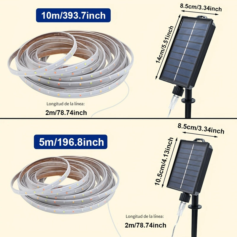1 pieza de Tira LED con Energía Solar para Uso Exterior, Cinturón Luminoso Solar, Luces Solares en Cuerda LED IP44 Adecuadas para Decoración de Jardín, Pabellón, Balcón y Cubierta de Piscina
